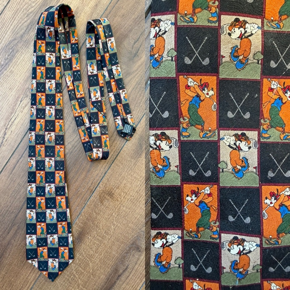 Vintage Mickey Unlimited Mickey Mouse Goofy Golf Necktie